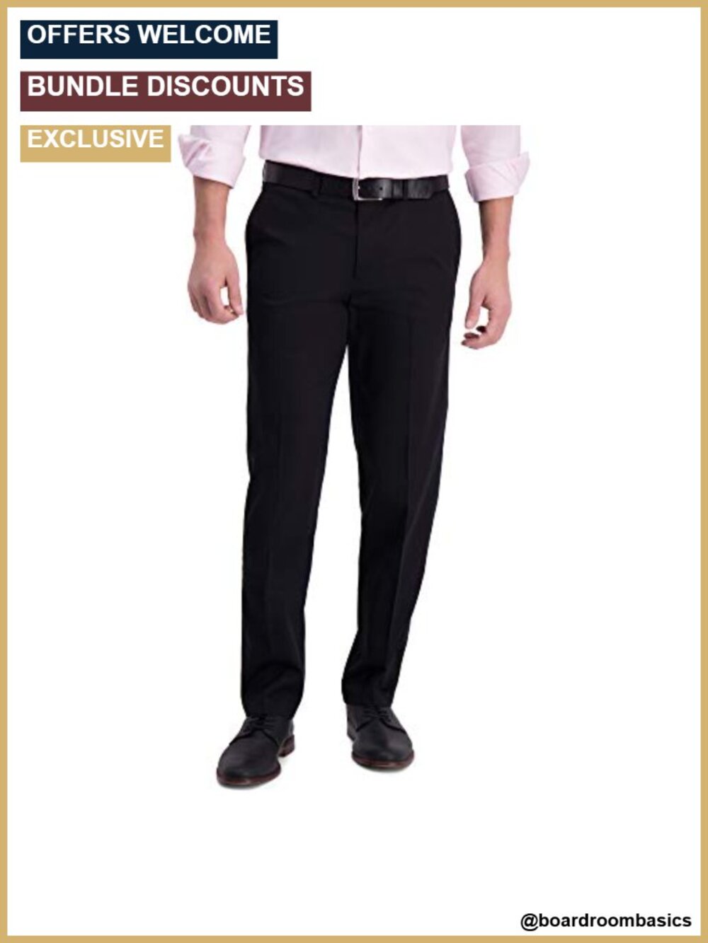 Iron Free Premium Straight Fit Flat Front Pants, Cotton Blend, Stretch